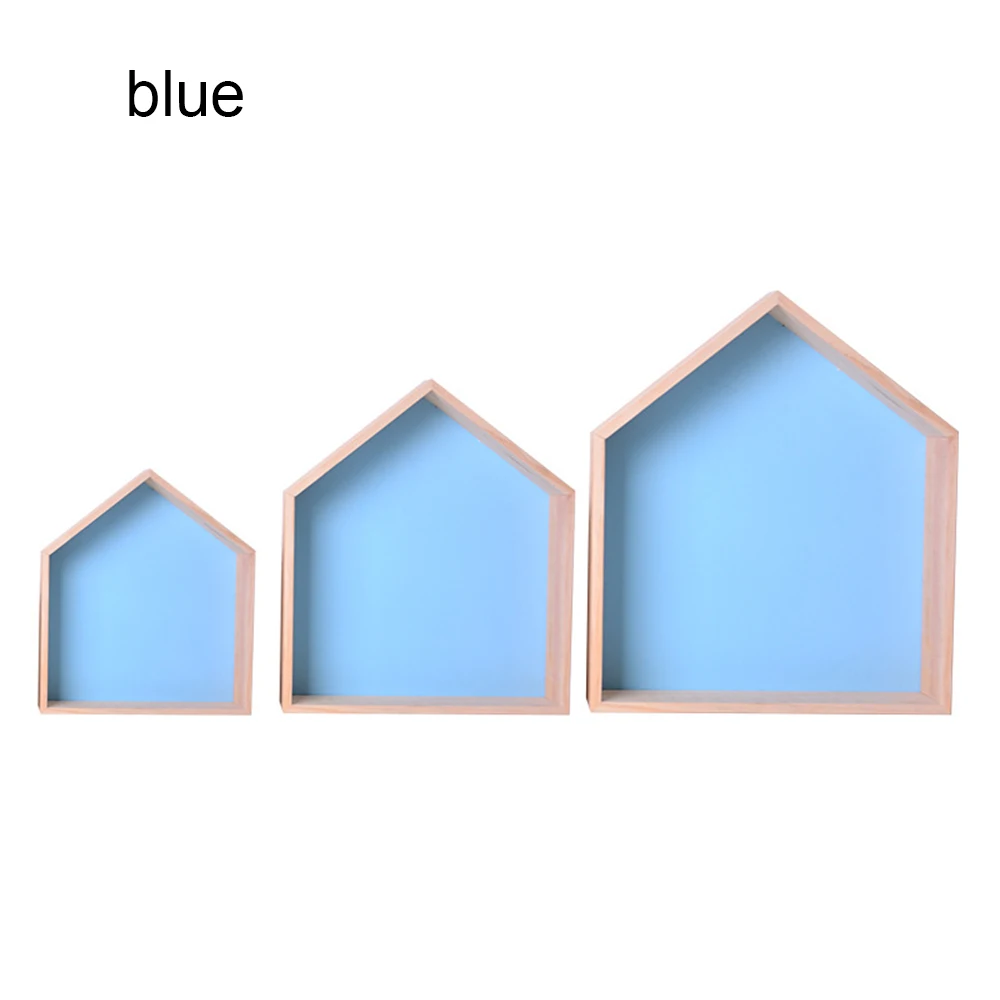 Blue 3PC Детская комната украшение деревянная полка для хранения на стене дисплей книжная полка Дети Домашний Декор спальня офис держатель Органайзер - Цвет: Blue 3PC