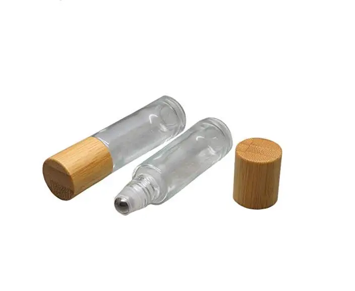 Натуральные крышки из бамбука косметическая упаковка attar духи контейнер прозрачный 10 мл рулон на стеклянной бутылке со стальным металлическим шариком