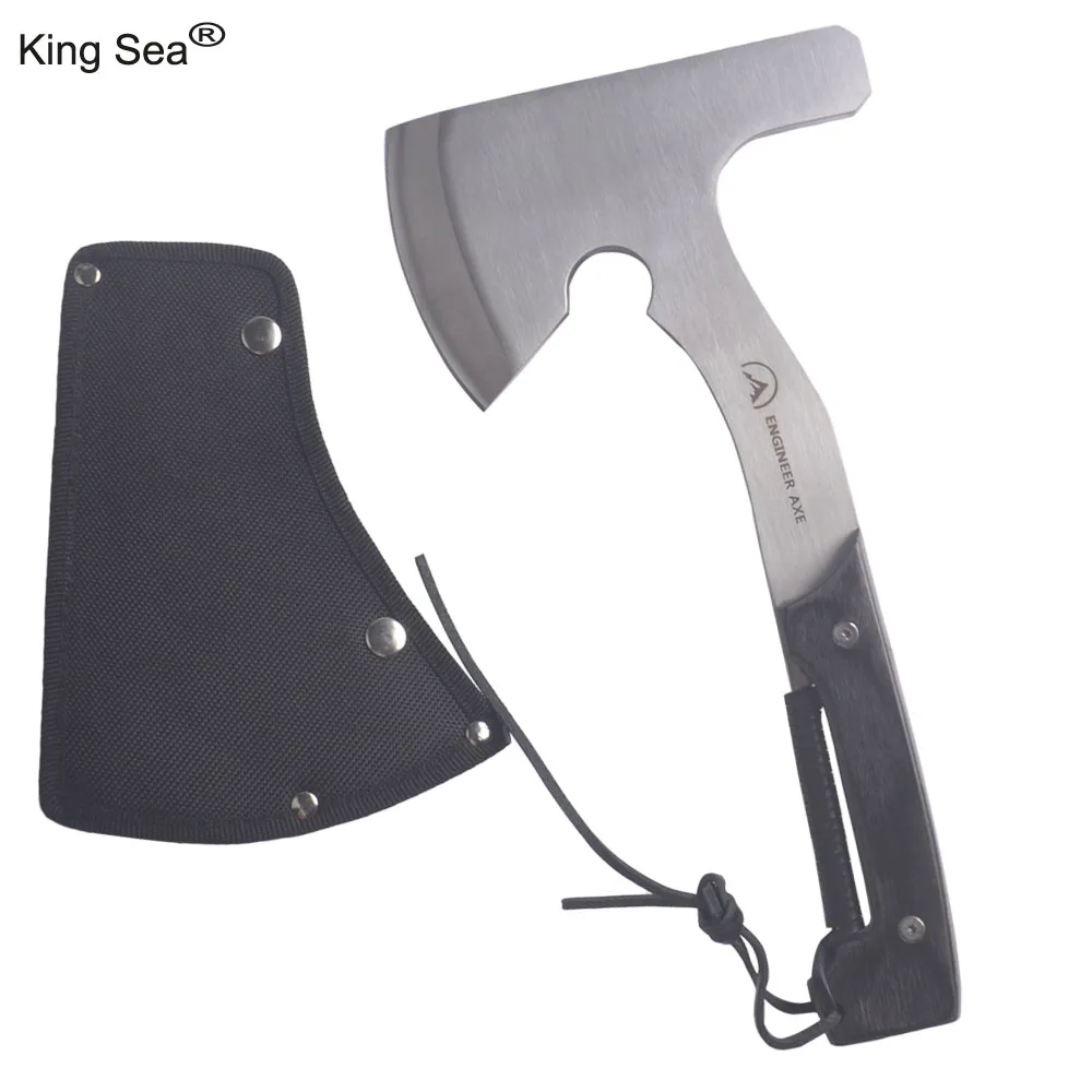 King Sea Full Tang Hatchet with Stainless Steel Bladeand Wood Handle for Outdoor Survival Camping Axe and Everyday Tasks
