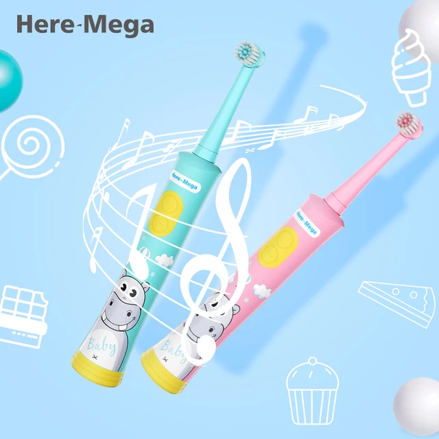 HERE MEGA الأطفال الدورية فرشاة الأسنان الكهربائية تنظيف الموقت تبييض الأطفال فرشاة الأسنان الموسيقية USB قابلة للشحن
