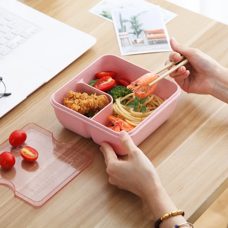 

1100ml Wheat Straw Lunch Box Large Capacity Healthy Material Bento Boxes Microwave Dinnerware Food Storage Container Lunchbox