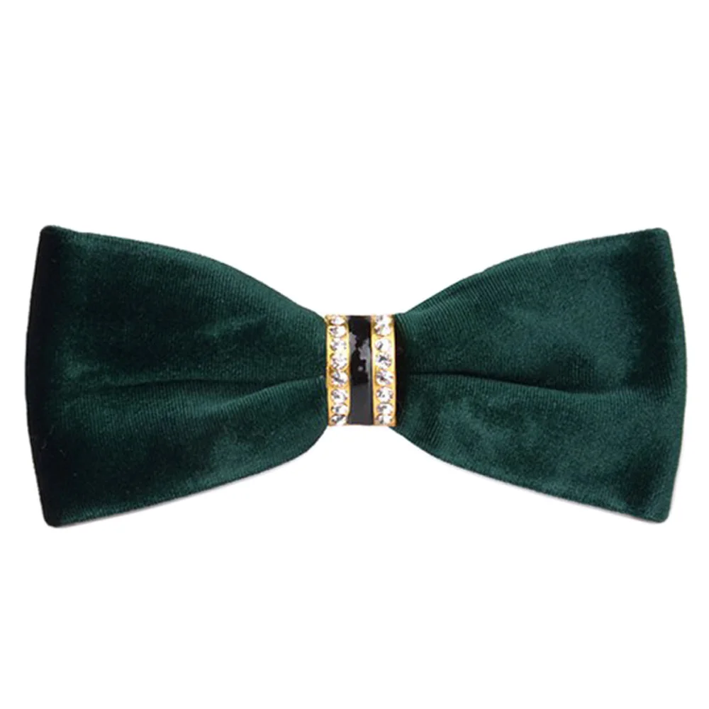 Men Noble Solid Pre-tied Velvet Crystal Bow Tie Wedding Party Tuxedo Bowtie QNTIE0302