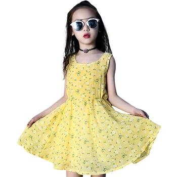 

Summer Dresses For Girls Flower Printed Children Clothing Big Kids Clothes A-Line Teenage Girls Princess Dress 6 8 10 12 14 Year
