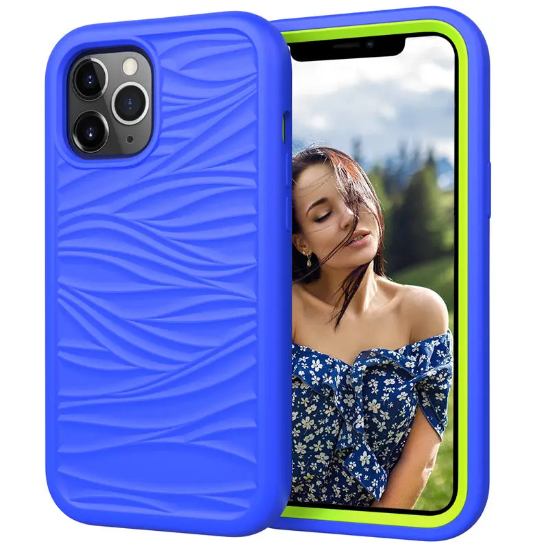 Shockproof Wave Texture Phone Case For iPhone 12 Pro 11 Pro Max XR XS Max X 7 8 Mini Plus Armor Bumper 360 Full Protection Cover best iphone 13 mini case