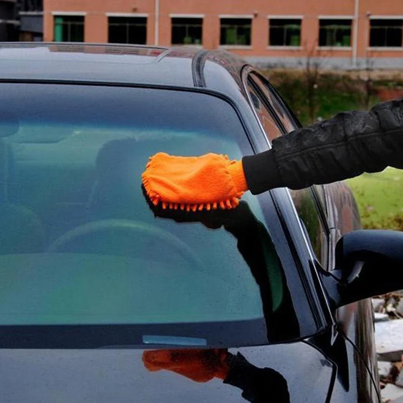 2Pcs Universial Microfibre Car Wash Washing Shampoo Cleaning Mitt Glove Polishing Cloth Duster Car Cleaning Fiber Random Color