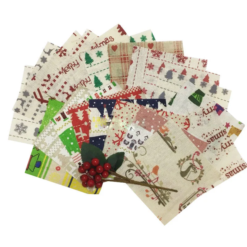 

DIY 20pcs/lots 10x10cm Christmas Pattern Square Cotton and Linen Patchwork Fabric Bundle Sewing Quilting Crafts for Handmade