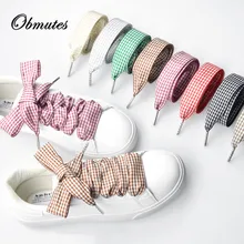 120 см/47 ''черно-белый клетчатый шнурок в студенческом стиле с решетчатым кружевом, тренд дикая посадка для маленьких белых туфель парусиновая кружевная решетка