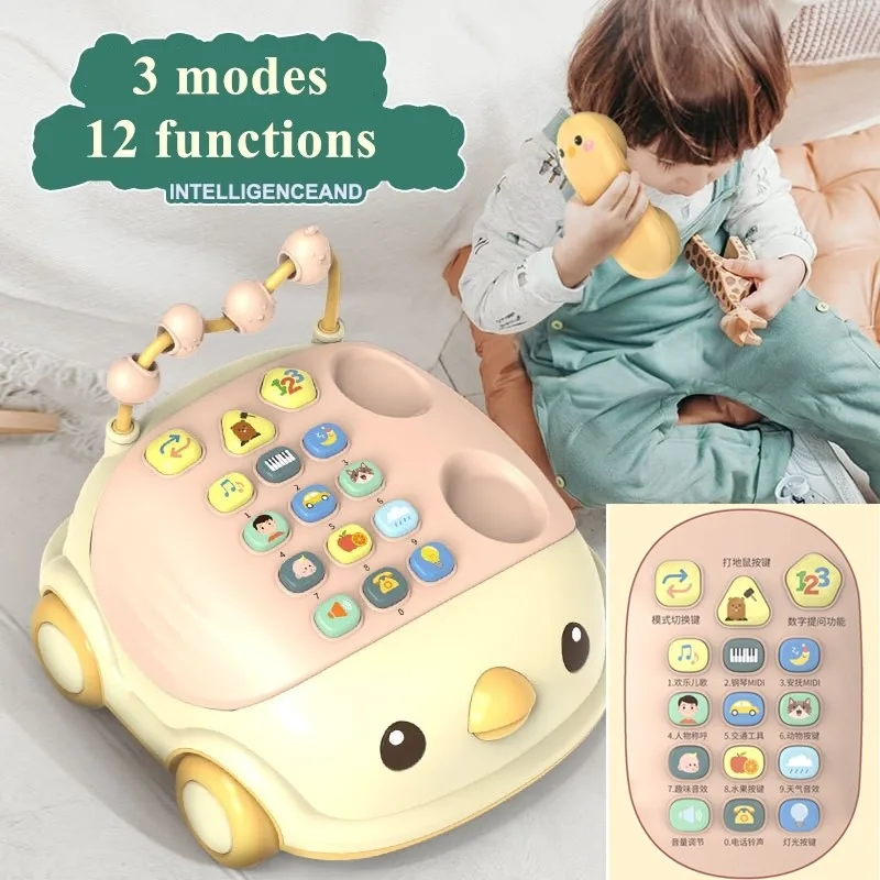 

AMTOY three in one early education machine 12 functions baby learning machine cartoon phone multi function educational toys