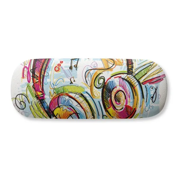 

Headset Colorful Music Crazy Pattern Glasses Case Eyeglasses Clam Shell Holder Storage Box