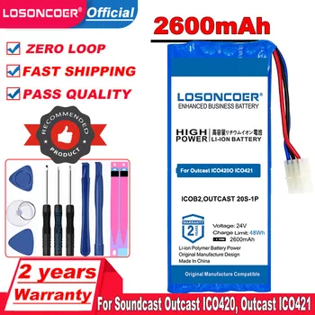

LOSONCOER 2600mAh ICOB2,OUTCAST 20S-1P Rechargeable Battery for Soundcast Outcast ICO420, Outcast ICO421 Replacement Battery