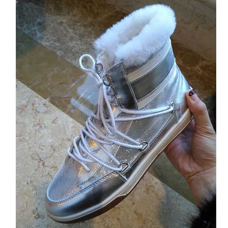 35~40) Plus Size Winter Snow Boots Women Mid-Calf Lace-up Cotton Warm Waterproof Non-Slip Platform Booties Female Shoes P-8118