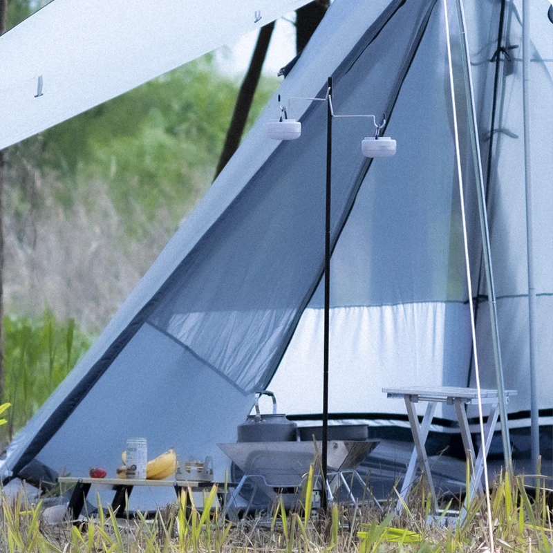Outdoor Folding Dual Camping Lamp Pole Kit Ground Desktop Fixing Detachable Lantern Stand Camping Tent Light Holder Hangers 3