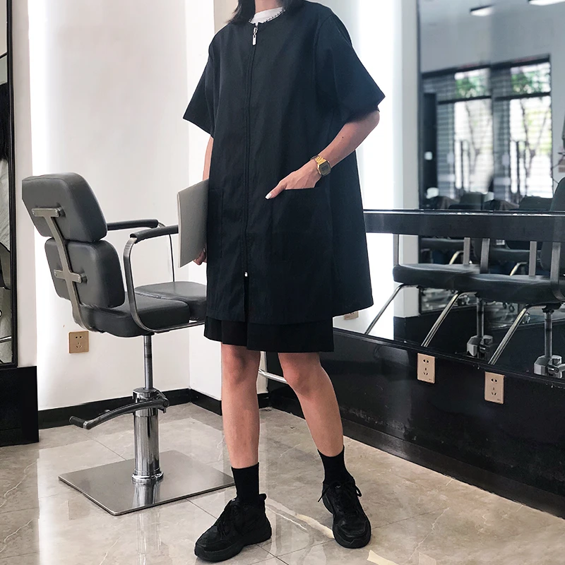 

Pet Shop Overalls Hairdressing Pro Overalls Barber Clothes Hot Dyed Hair Stylist Pet Grooming Shop Custom LOGO G0831