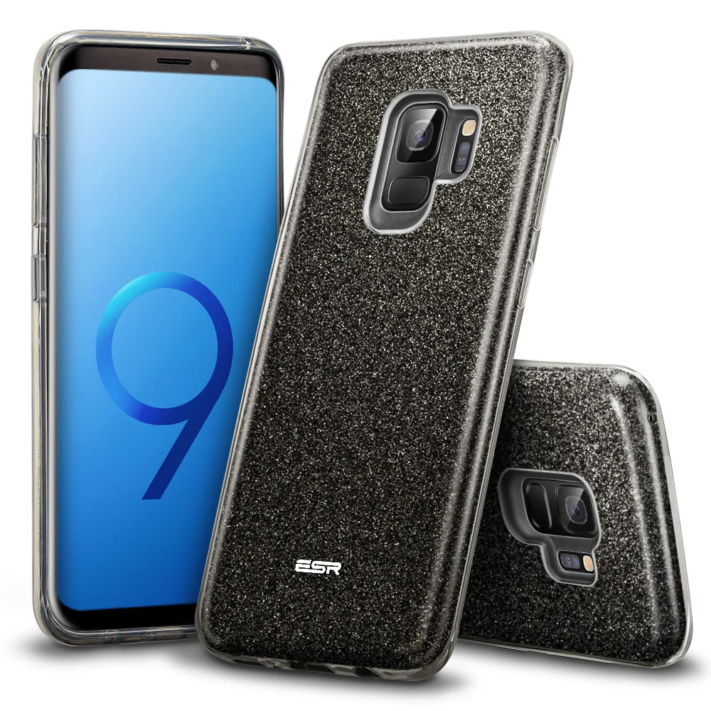 Черный Чехол для samsung Galaxy S9 крышка ESR макияж серии задняя крышка сверкающих защитный с сияющими блестками 3 Слои чехол для samsung S9 плюс - Цвет: Черный