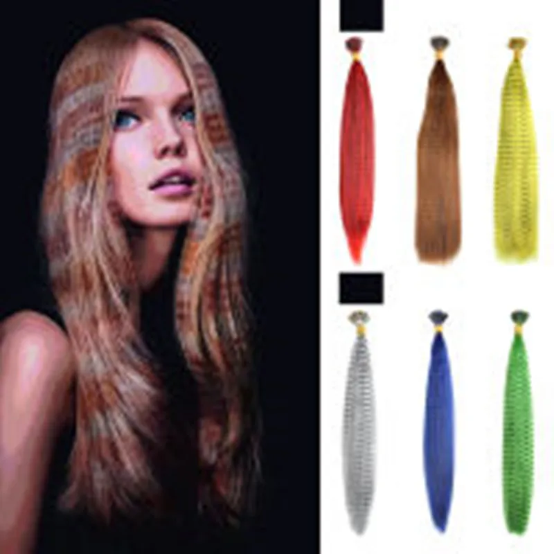 10 шт./упак. красочные очаровательные перья для наращивания волос Длинные прямые
