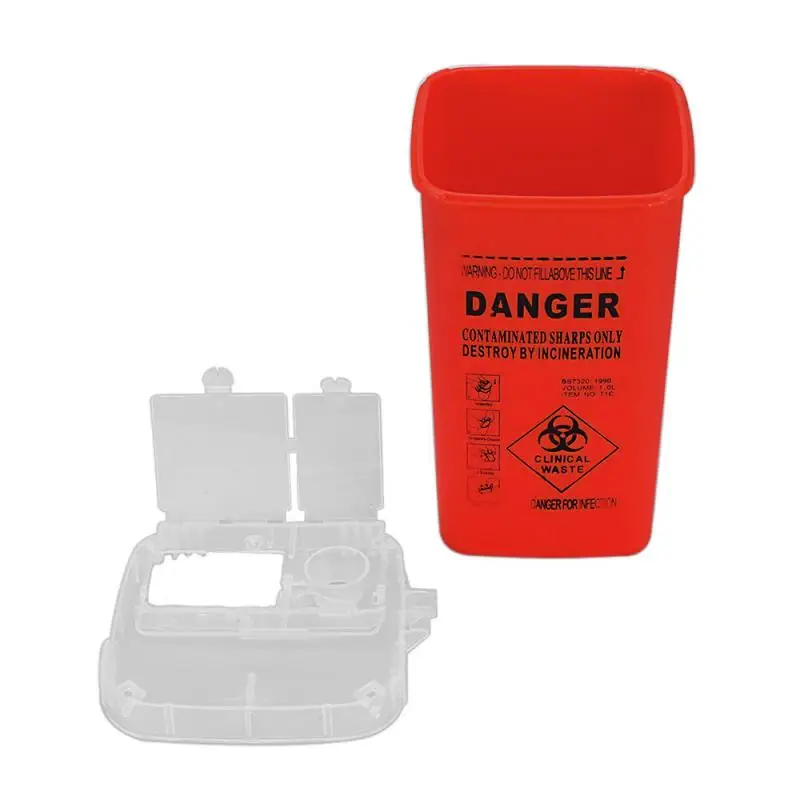 1L Capacity Sharps Container Medical Needles Bin Biohazard Tattoo Piercing Needles Disposal Collect Barrels Tattoo Artist TSLM1