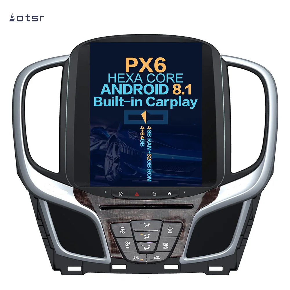Tesla style px6 Android 8.1 4+64G Car DVD Player GPS Navigation For Buick lacrosse+headunit multimedia audio radio recorder