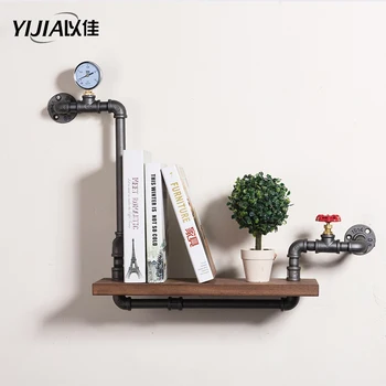 

American Retro Iron Pipe Racks Solid Wood Shelf Bookcase Shelves Display Industrial Pipes Shelves Racks