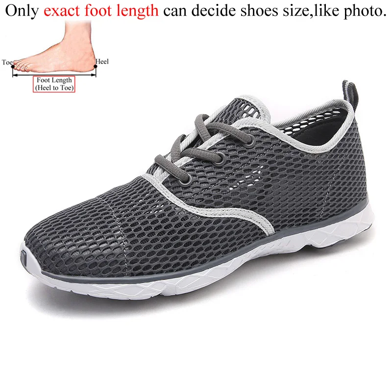 Кроссовки; водонепроницаемая обувь для мужчин; морская дышащая водонепроницаемая обувь; Уличная обувь из сетчатого материала на шнуровке; zapatos de Плайя agua escarpines; размеры 39-46 - Цвет: Gray