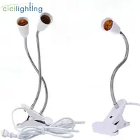 EU US Plug 360 Degrees Flexible Desk Lamp Holder E27 Base Light Socket Gooseneck Clip-On Cable With On Off Switch for Home Plant 1