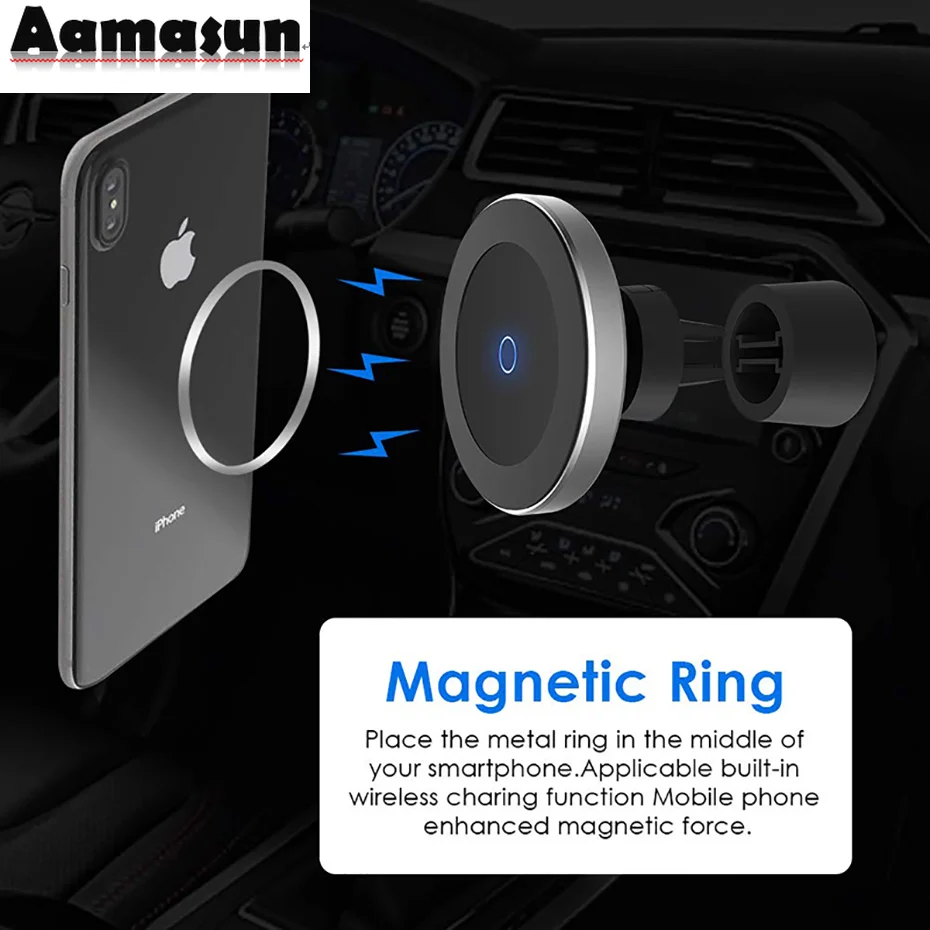 Magnetic Car Charger for IPhone 11/12 Pro Max QI Magsafe Wireless Charge Phone Holder 15W Fast Charging for Apple Samsung Xiaomi