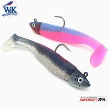 Vs kits isca de pesca minnow iscas cabeça Jig preto 9 centímetros paddle cauda isca macia com 14g cabeça jig