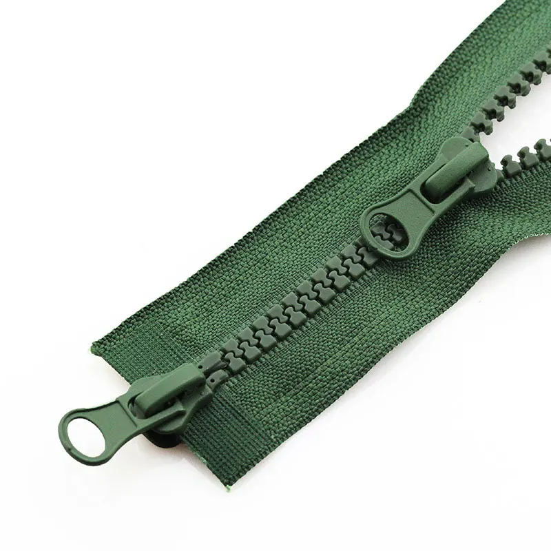 65cm Open-End bloqueo automático Resina cremallera para coser chaquetas de la capa dientes rojos # 5 Cremalleras ejercito verde 5 65cm 