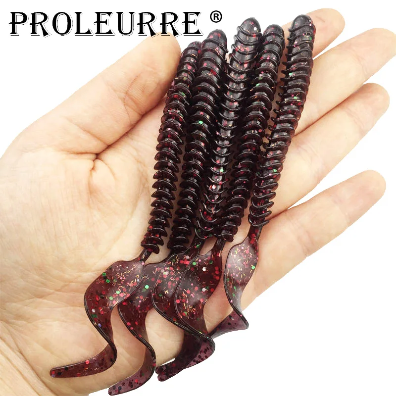 

5pcs/lot Curl Worm soft bait 105mm 3g Jigging Wobblers Fishing lures Artificial Silicone Bait Long tail Swimbaits Fishing Tackle