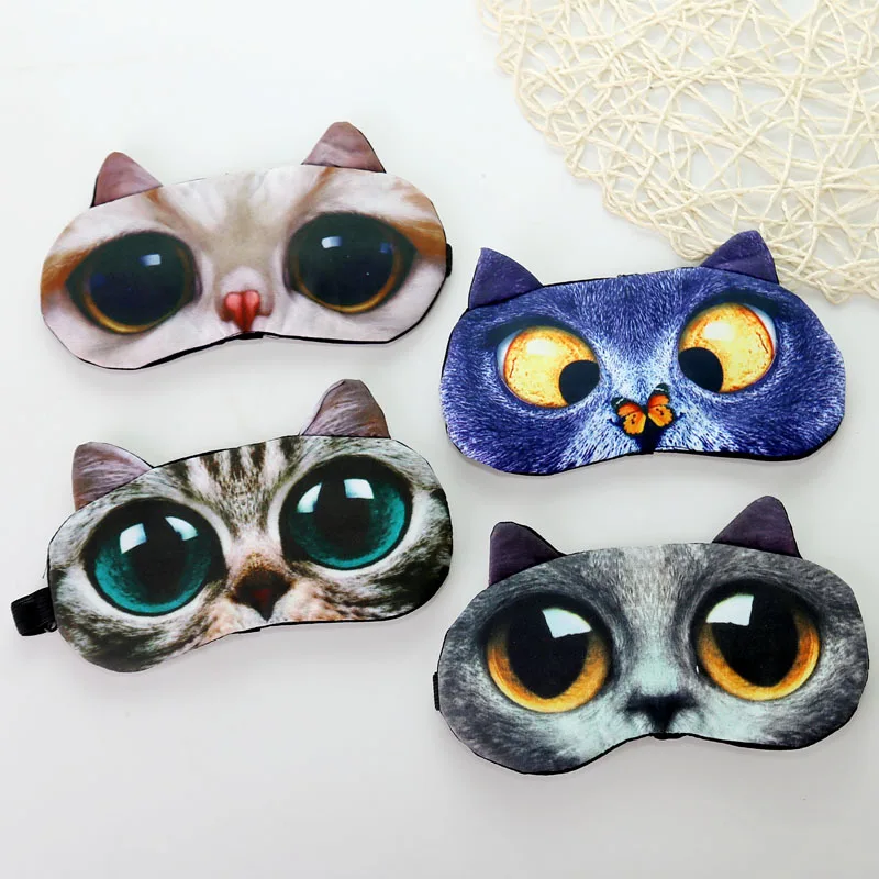 Cute Cat Sleep Mask Eye Mask Eyeshade Cover Shade Natural Sleeping Eye Patch Women Men Soft Portable Blindfold Travel Eyepatch