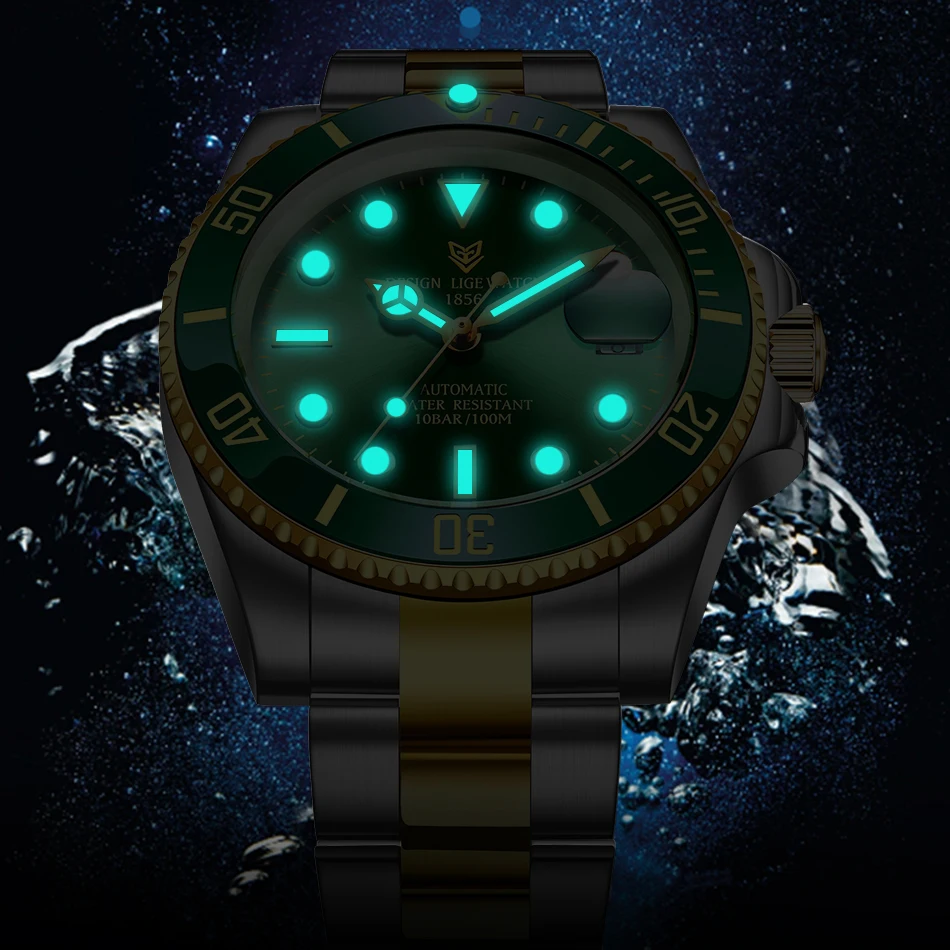LIGE Men Mechanical Wristwatch Stainless Steel Clocks Watch Luxury Military Sports Mens Watches Reloj Hombre mechanical watch