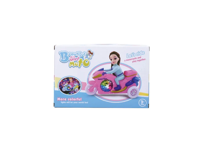 

Girl'S Toy Electric Universal Motorcycle Princess Doll Light Included Light Music Model Motorcycle Toy Car Model