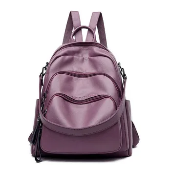 

Women's backpack soft leather young girl school bag 2020 autumn new luxury designer multi-function travel bag hot sale main