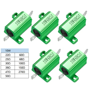 

uxcell 5% Tolerances Aluminum Case Resistor 10 Wattage 22R Ohm -270R Ohm Green Wirewound with Rod Post