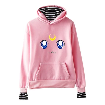 

Custome Sailor Moon Shirt Fake Two Piece Hoodies For Girls Hoodie Sweatshirt Sailor Moon Figure Kawaii Anime Hoody Sweater Girl