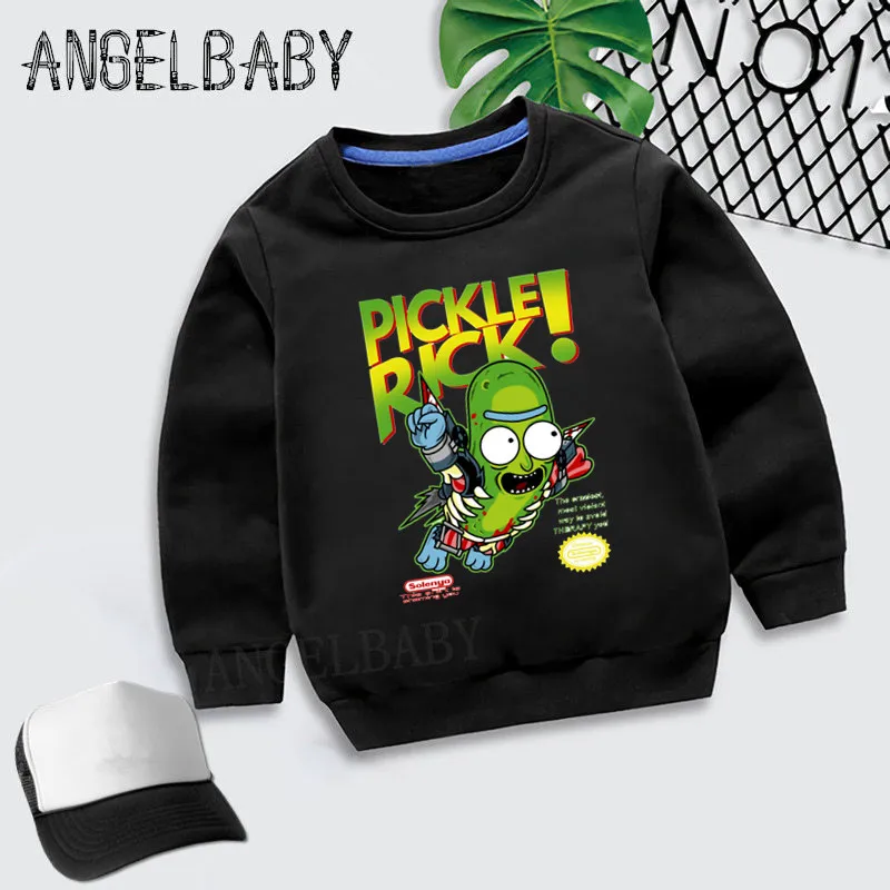 Boys Girls Sweatshirt Kids I'm Pickle Rick Print Cartoon Hoodies Children Autumn Tops Baby Cotton Clothes,KYT5056