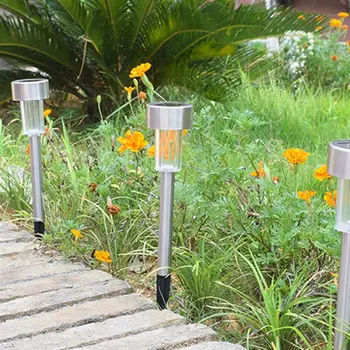 

8PCS Solar Ground Plug Light LED Garden Landscape Lights Outdoor Lawn Lamp Stainless Steel Tube Lamp Waterproof Pathway Lamp