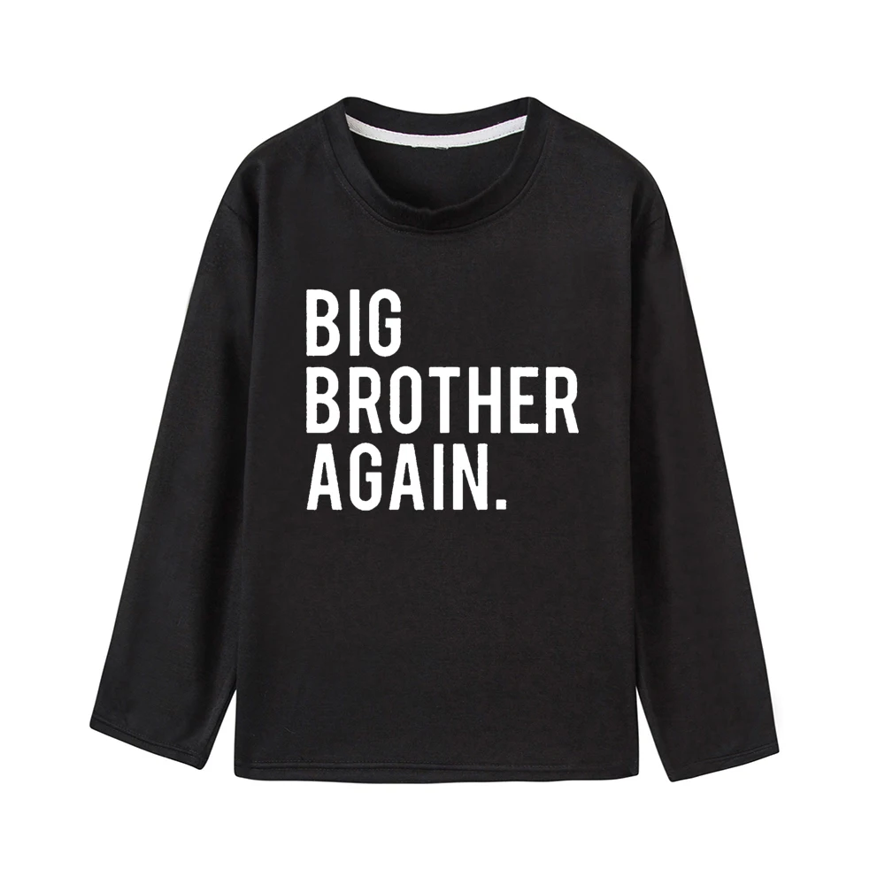 Детские футболки с длинными рукавами для мальчиков с надписью «Big Brother Again»; крутая Осенняя футболка с надписью «Brothers family look»; футболки; одежда для малышей