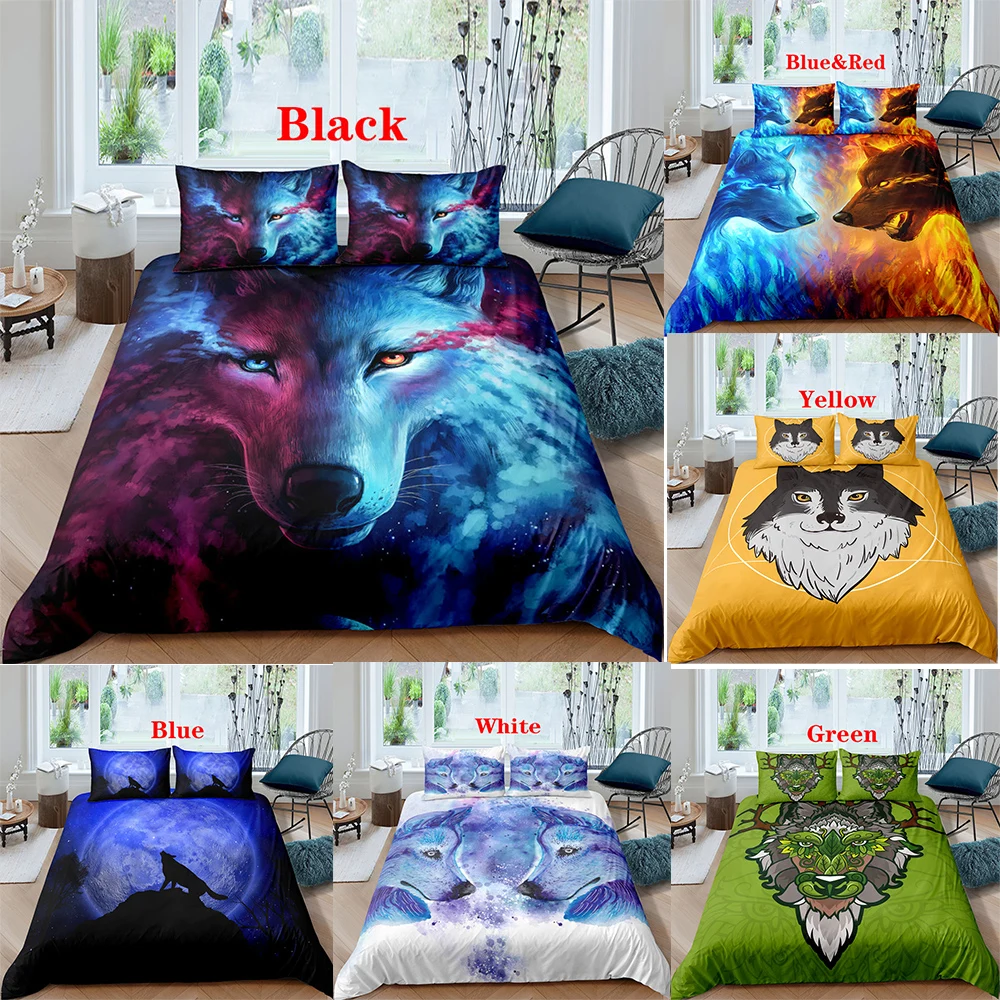 

3D Printing Animal Wolf Pattern Bedding Set Duvet Cover Pillowcases Comforter Bedding Sets Bedclothes Bed Linen Multiple Size
