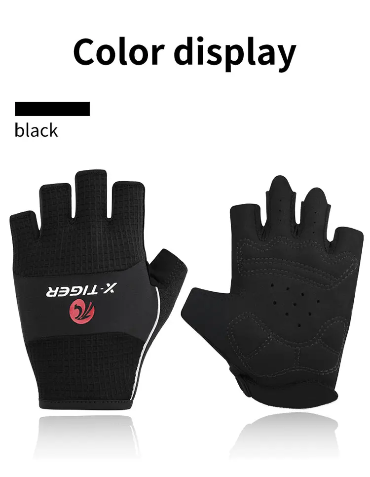 X-Tiger Anti-Slip Half Finger Cycling Gloves High Elastic Breathable MTB Bike Gloves Summer Bicycle Gym Fitness Sports Gloves