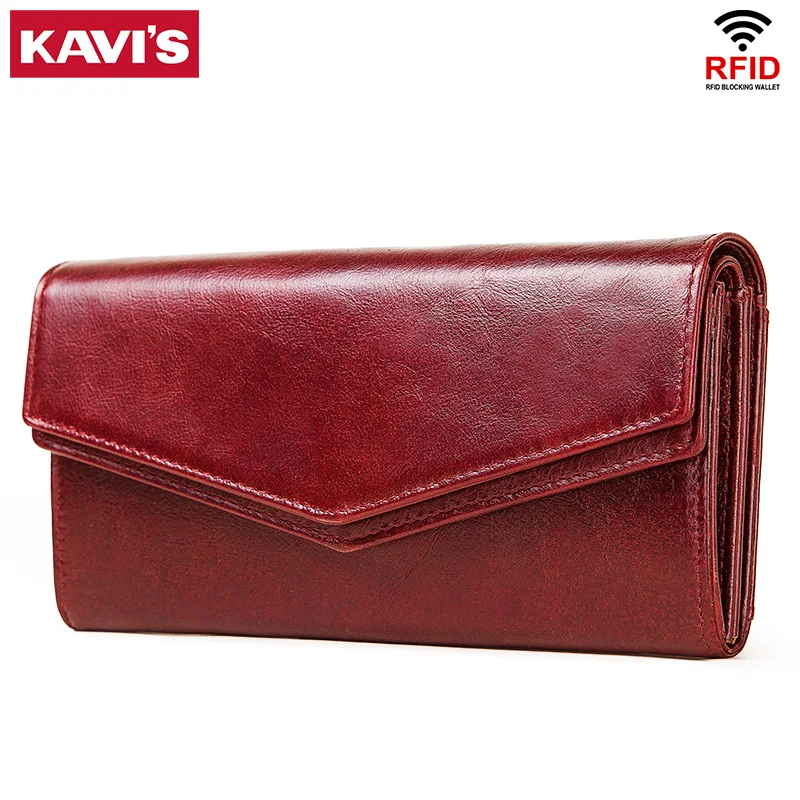 Кошелек KAVIS из натуральной кожи большой емкости Женский кошелек для монет