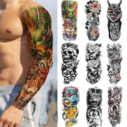 52 Designs Waterproof Temporary Tattoo Stickers Full Arm Large Skull Old School Tatoo Stickers Flash Fake Tattoos for Men Women