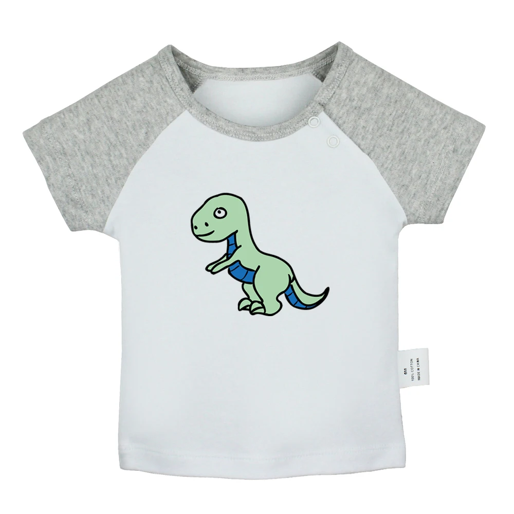 Милая футболка с динозавром из мультфильма «T-Rex» и забавным милым дизайном TSM для новорожденных; футболки для малышей с графическим принтом; цветные футболки с короткими рукавами-реглан - Цвет: JbBabyYCG3086D