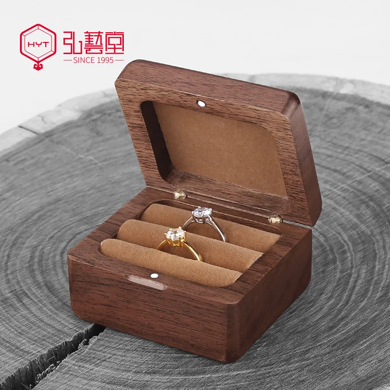 

Portable Rosewood Ring Necklace storage box walnut box small solid wood ring jewelry box