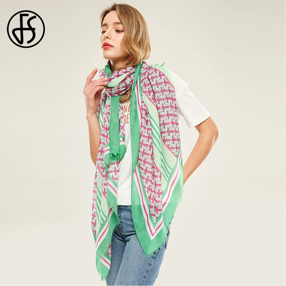 Bufanda de diseño lujo para chales finos de algodón, a moda, color amarillo, estolas de playa estampadas, FS 2020|Bufandas de mujer| - AliExpress