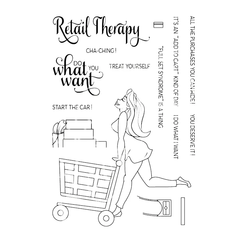 QWELL Woman Shopping Clear Stamps for Scrapbooking and Card Making Paper Craft New Transparent Silicone