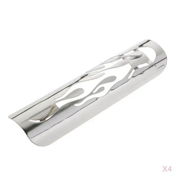 4 Pierced Flame Exhaust Pipe Heat Shield Cover Guard For Harley Cruise White