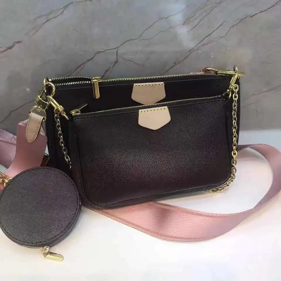 

Three in one Mahjong bag brand three-piece diagonal bag 2020 new luxury L classic pattern shoulder bag wide shoulder strap free