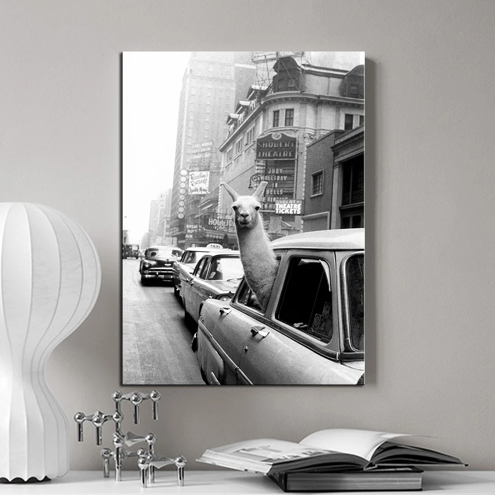 Modern Art Alpaca Avatar Personality Poster Retro Canvas Painting Print Picture Home Wall Decoration Can Be Customized photo | Дом и сад
