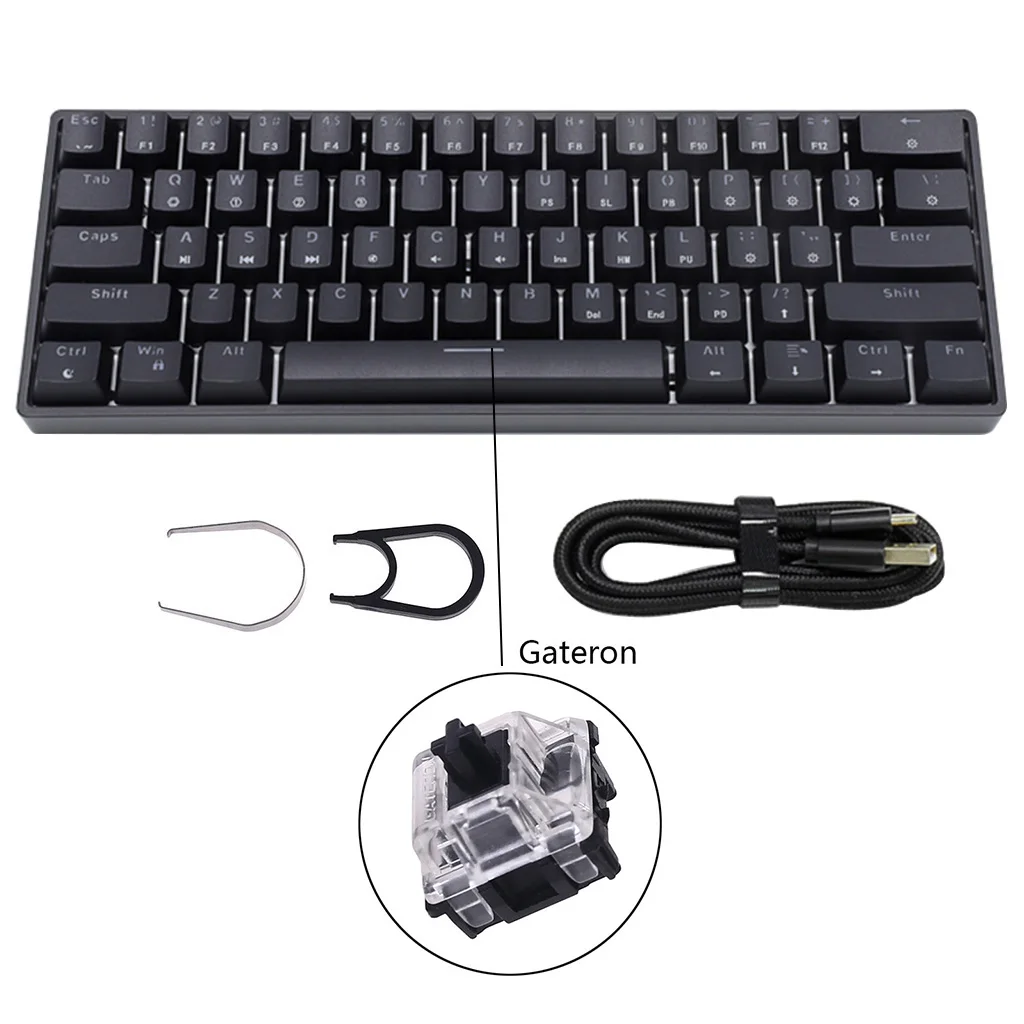 GK61 SK61 61 Key Mechanical Keyboard USB Wired LED Backlit Axis Gaming Mechanical Keyboard Gateron Optical Switches For Desktop 