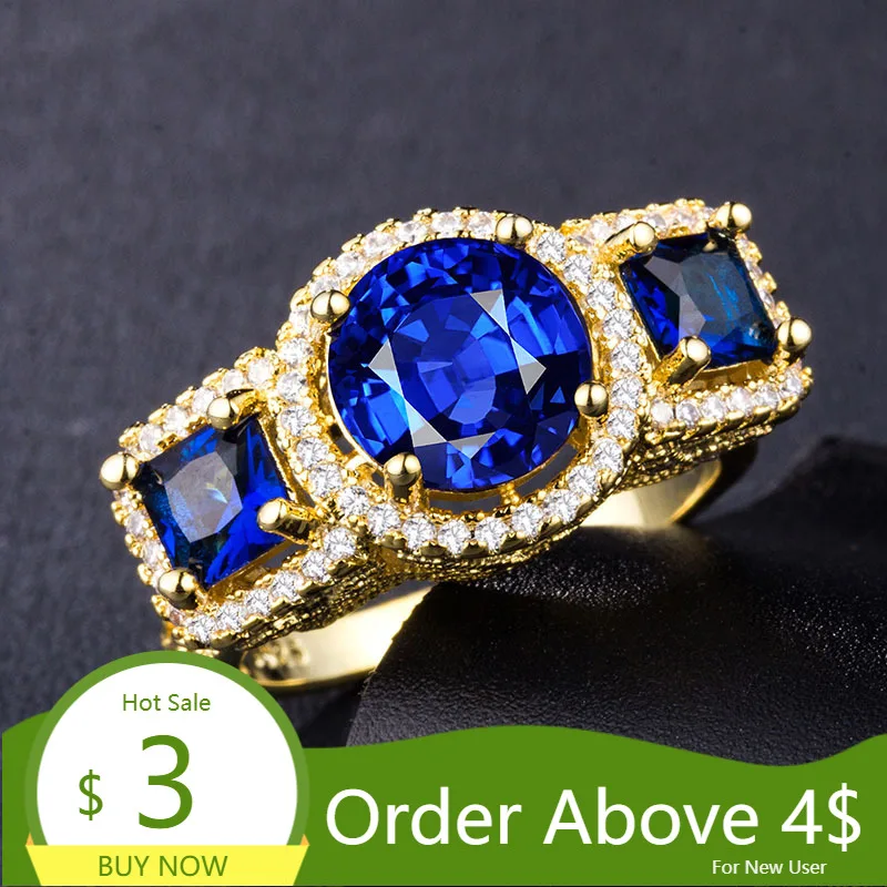 Visisap Luxury Fashion Lady Zircon Ring Hollow Yellow Gold Color Accessories for Female Exaggerate Party Rings Factory B1033 | Украшения и